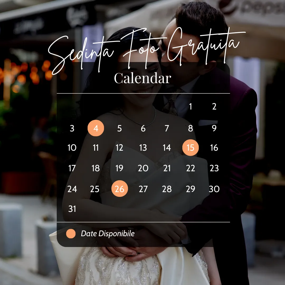 Calendar ce arata disponibilitatea pe zile si are pe fundal o poza cu miri